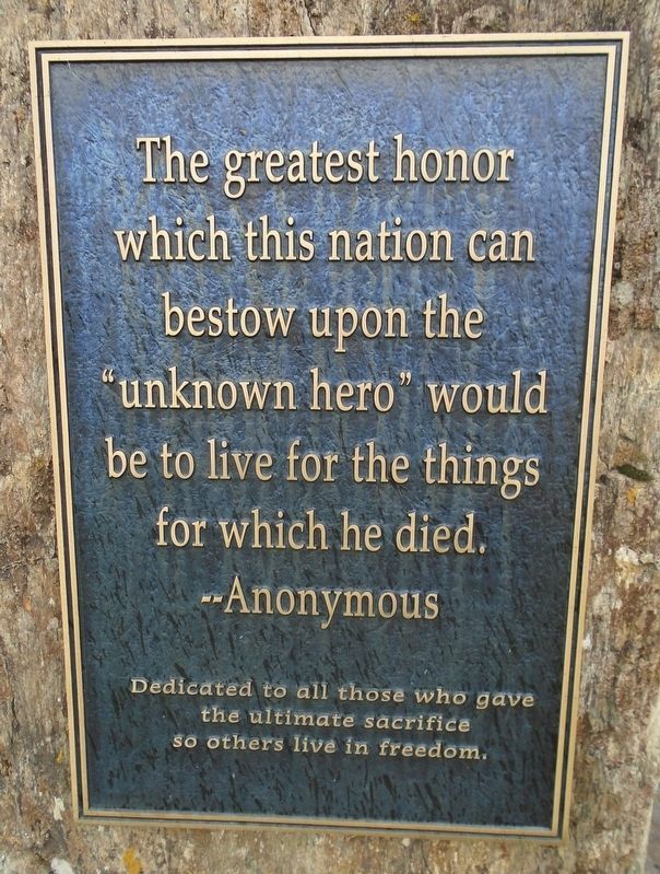 War Memorial Epitaph. Click for full size. War Memorial Epitaph image. Click for full size.