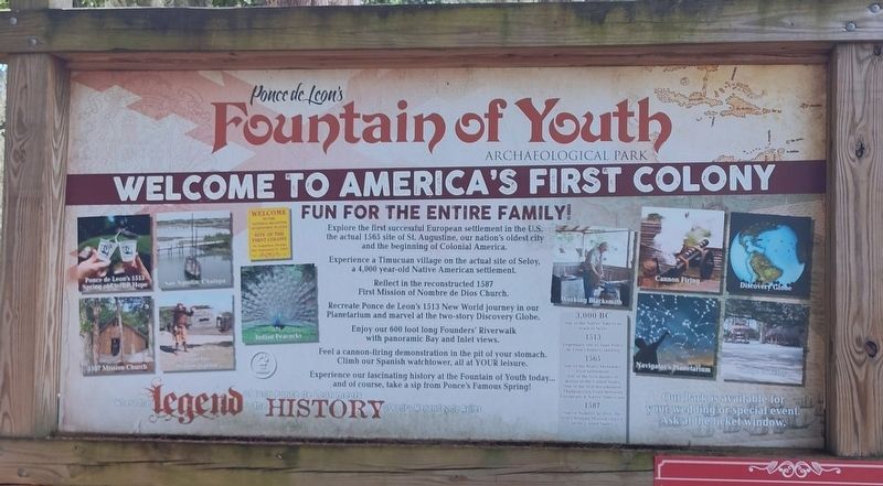 Ponce de Leon's Fountain of Youth Archaeological Park Marker. Click for full size. Ponce de Leon's Fountain of Youth Archaeological Park Marker image. Click for full size.