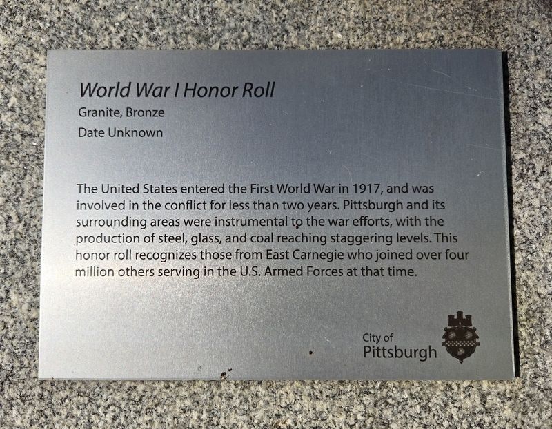 World War I Honor Roll Marker. Click for full size. World War I Honor Roll Marker image. Click for full size.