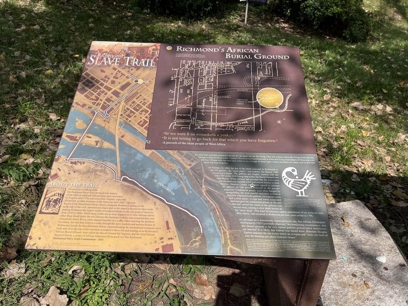 Richmond's African Burial Ground Marker [Left plaque] image. Click for full size.