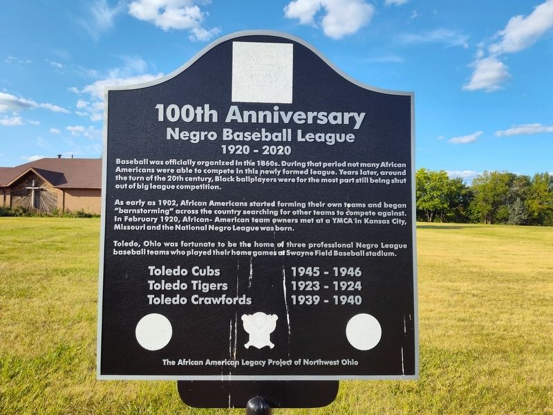 100th Anniversary Negro Baseball League Marker. Click for full size. 100th Anniversary Negro Baseball League Marker image. Click for full size.