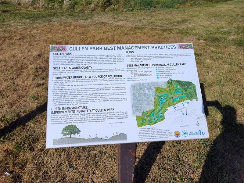 Cullen Park Best Management Practices Marker. Click for full size. Cullen Park Best Management Practices Marker image. Click for full size.