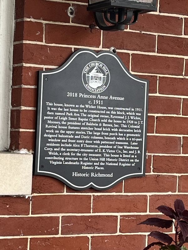 2018 Princess Anne Avenue Marker image. Click for full size.