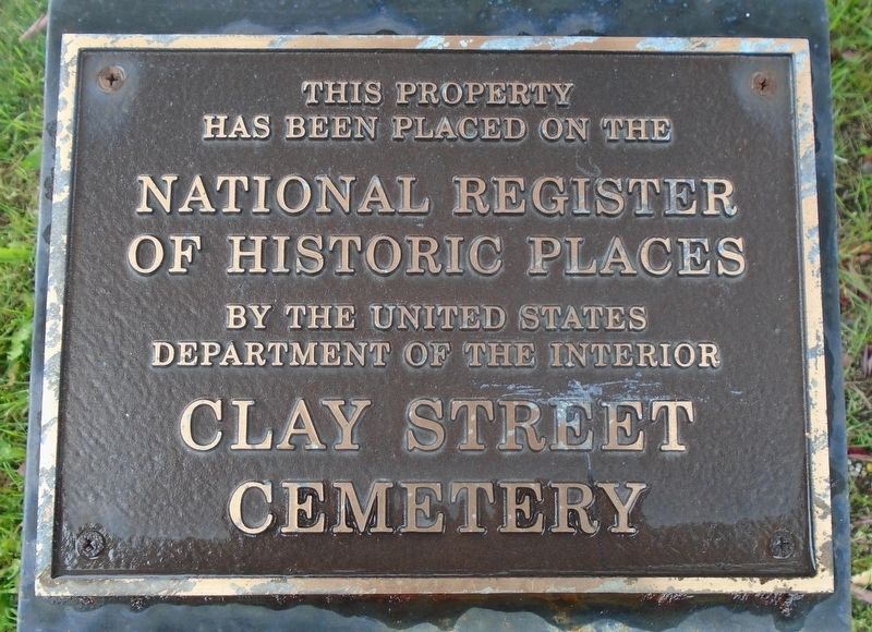 Clay Street Cemetery NRHP Marker image. Click for full size.