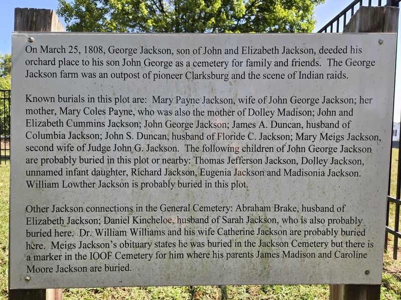 Jackson Cemetery Marker. Click for full size. Jackson Cemetery Marker image. Click for full size.