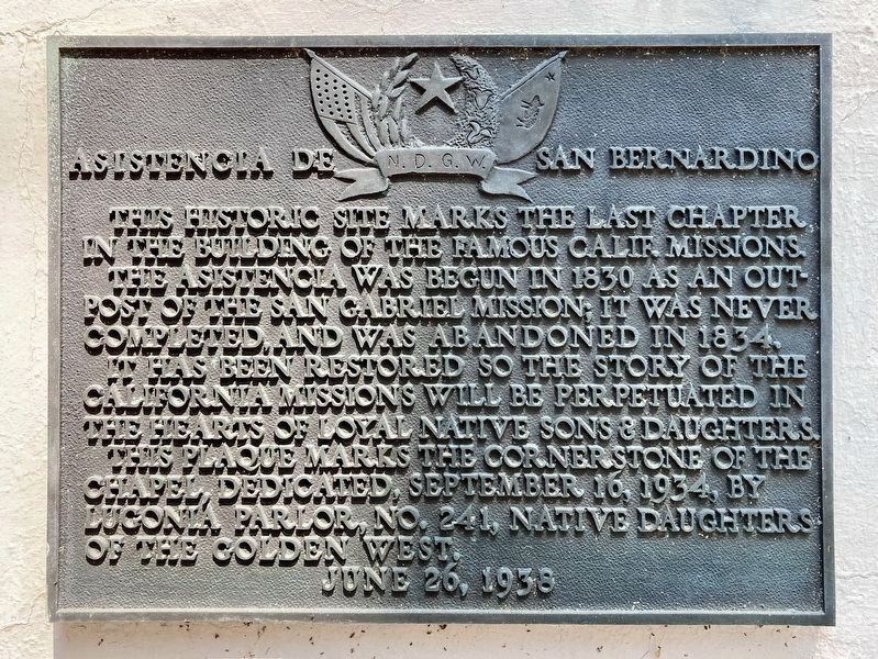 Asistencia de San Bernardino Marker image. Click for full size.
