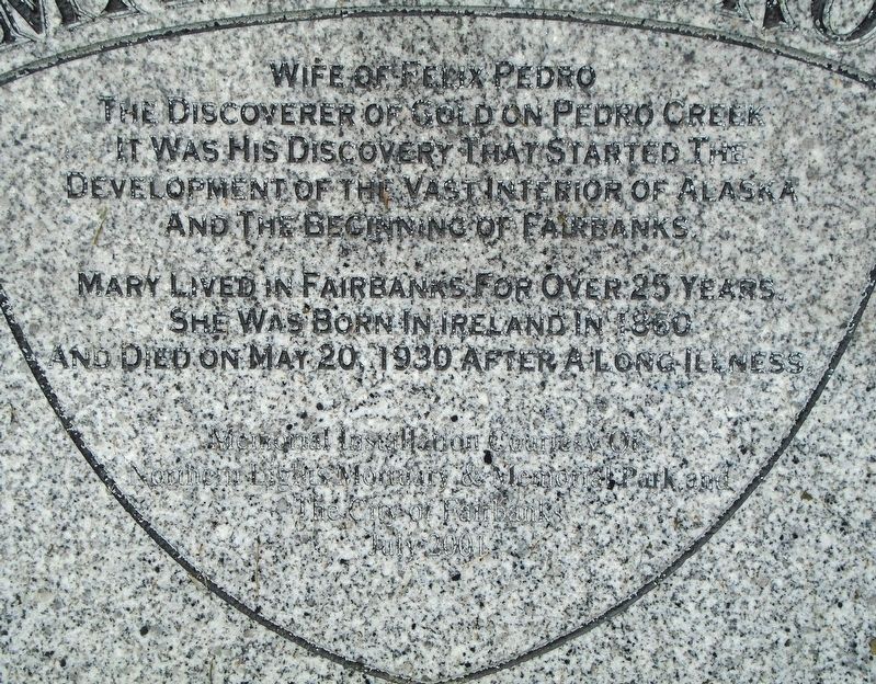 Mary Pedro Marker. Click for full size. Mary Pedro Marker image. Click for full size.