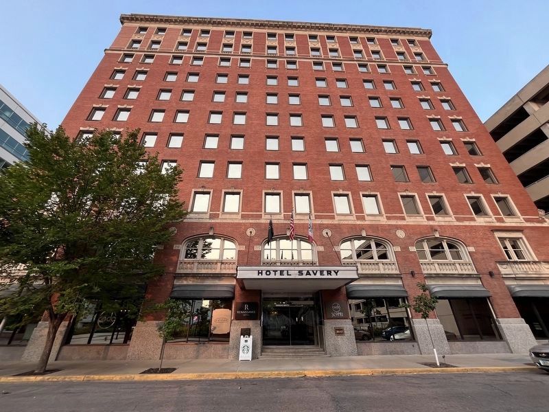 The Savery Hotel and Marker image. Click for full size.