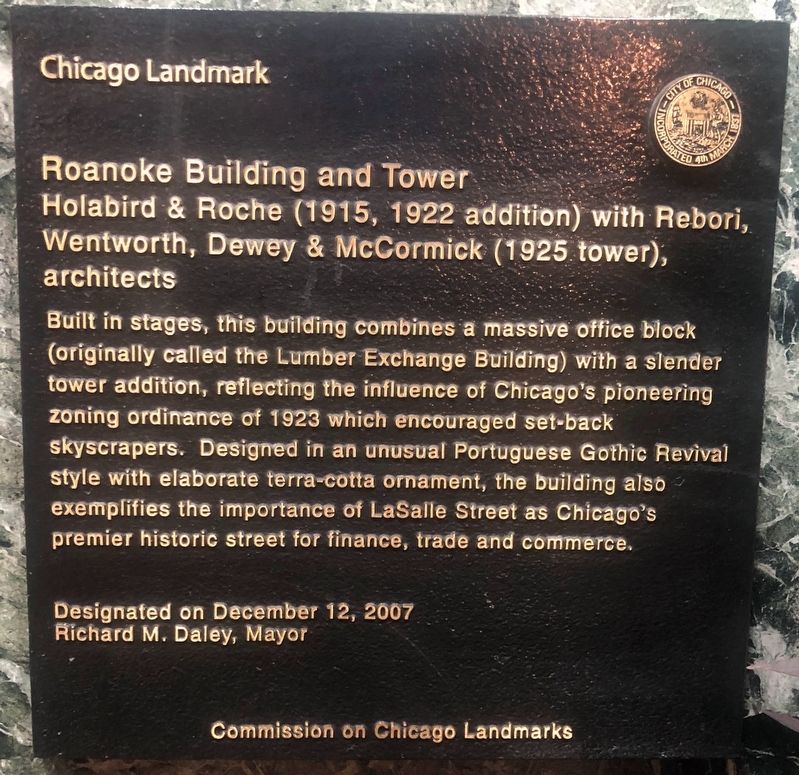Roanoke Building and Tower Marker image. Click for full size.