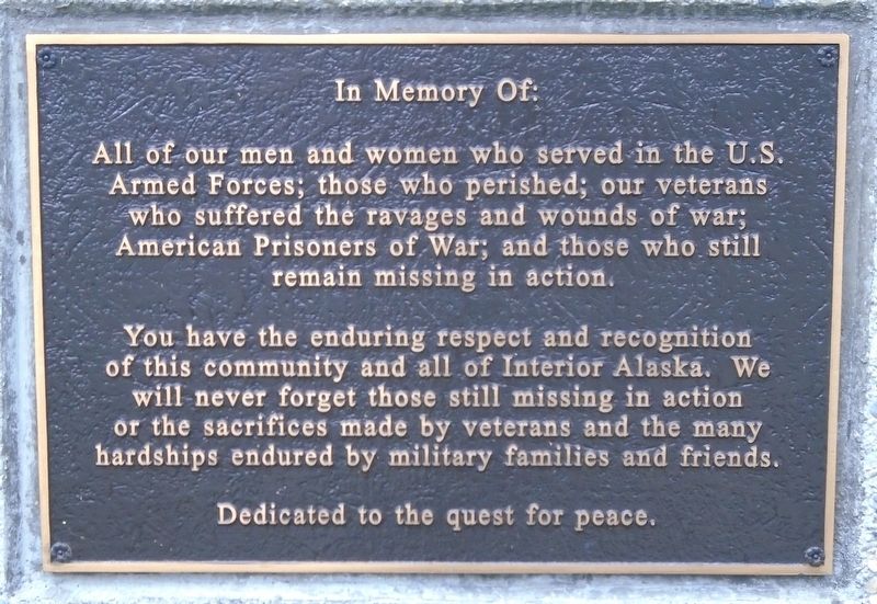 Interior Alaska Veterans Memorial In Memory Marker image. Click for full size.