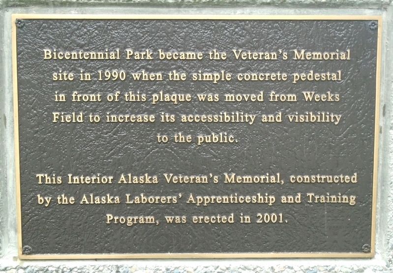 Interior Alaska Veterans Memorial History Marker image. Click for full size.