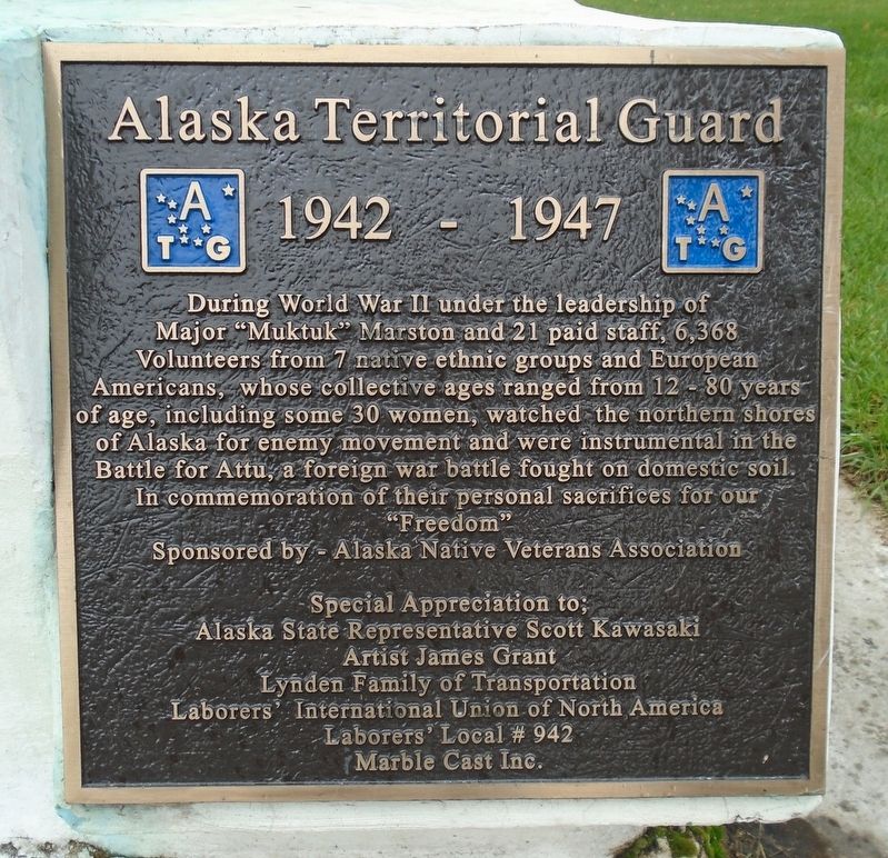 Alaska Territorial Guard Marker image. Click for full size.