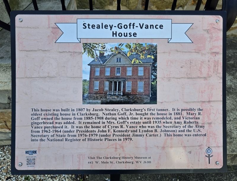 Stealey-Goff-Vance House Marker image. Click for full size.