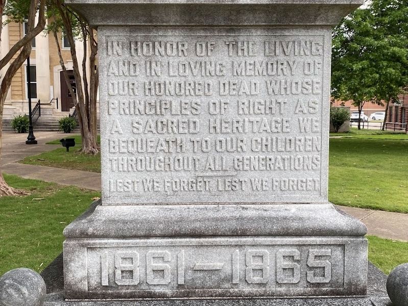 In Memory of the Soldiers of the Southern Confederacy Memorial. Click for full size. In Memory of the Soldiers of the Southern Confederacy Memorial image. Click for full size.