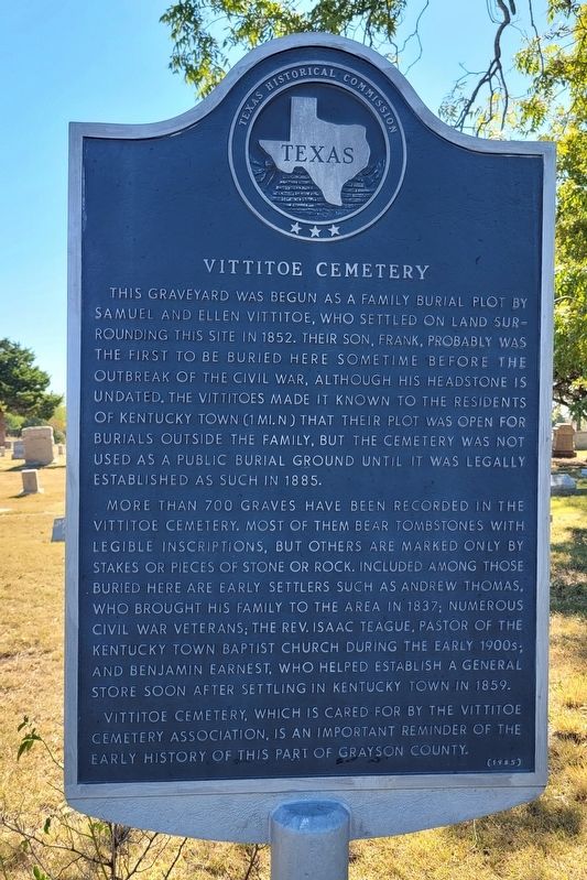 Vittitoe Cemetery Marker image. Click for full size.