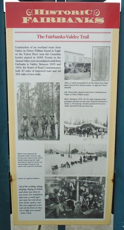 The Fairbanks-Valdez Trail Marker image. Click for full size.