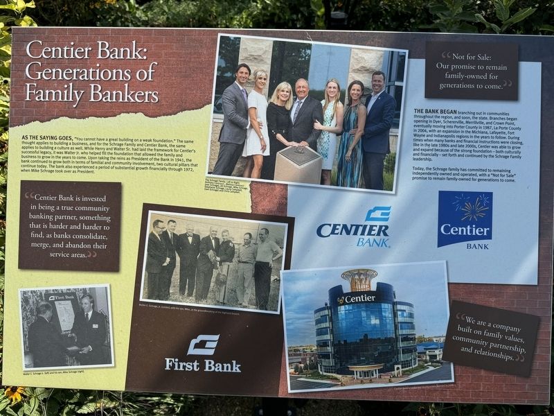 Centier Bank: Generations of Family Bankers Marker. Click for full size. Centier Bank: Generations of Family Bankers Marker image. Click for full size.