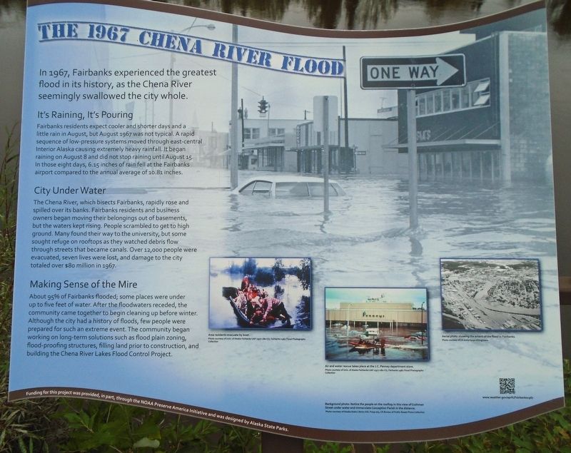 The 1967 Chena River Flood Marker. Click for full size. The 1967 Chena River Flood Marker image. Click for full size.