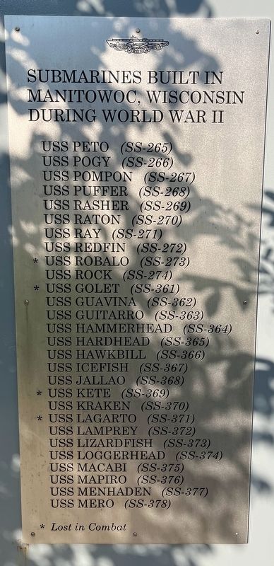 World War II Submarine Veterans Memorial Marker, Side Two image. Click for full size.