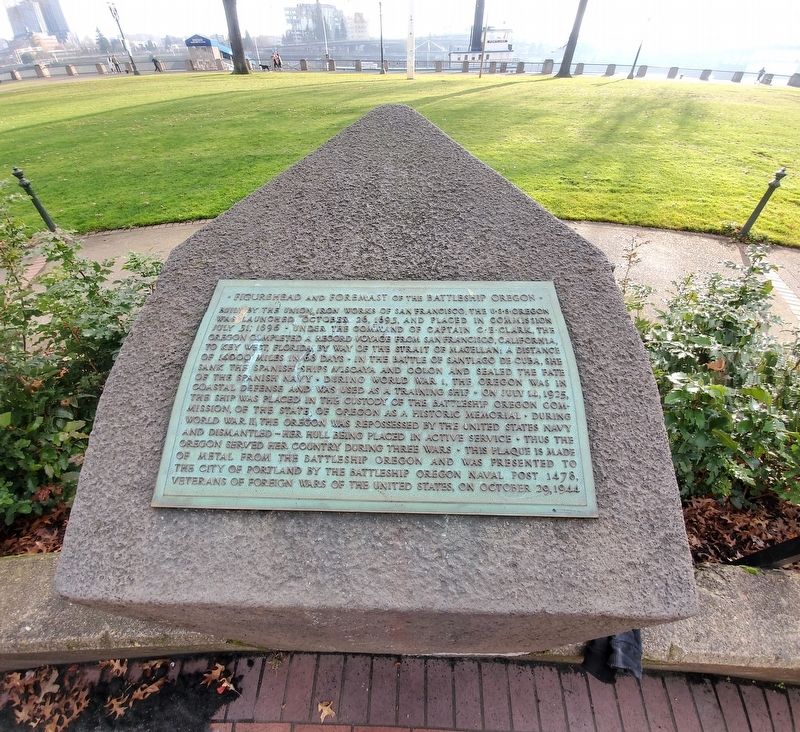 Figurehead and Foremast of the Battleship Oregon Marker. Click for full size. Figurehead and Foremast of the Battleship Oregon Marker image. Click for full size.