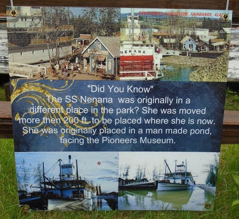 Steamer Nenana in Pioneer Park Marker. Click for full size. Steamer Nenana in Pioneer Park Marker image. Click for full size.