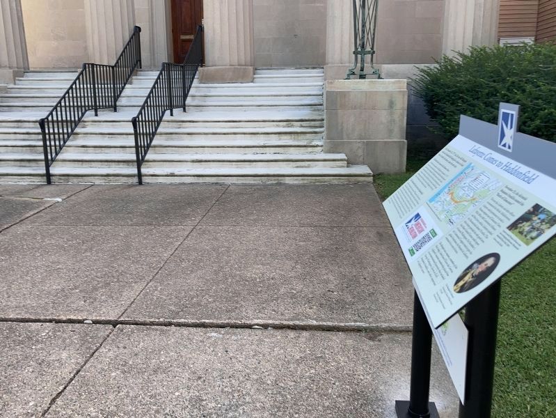 Marker on the Haddonfield Masonic Temple site image. Click for full size.