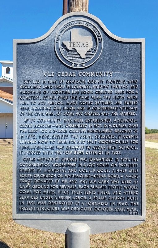 Old Cedar Community Marker. Click for full size. Old Cedar Community Marker image. Click for full size.