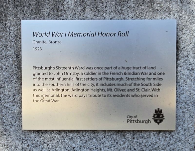 World War I Memorial Honor Roll Marker. Click for full size. World War I Memorial Honor Roll Marker image. Click for full size.