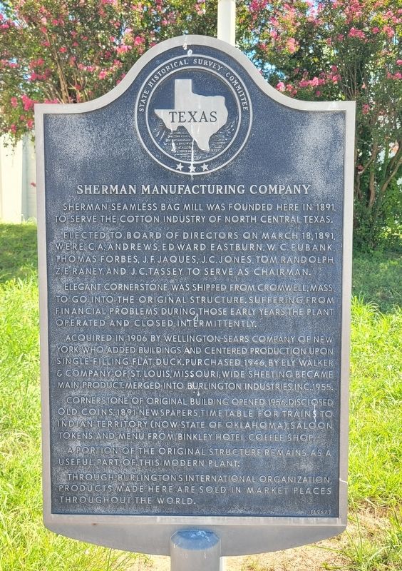 Sherman Manufacturing Company Marker. Click for full size. Sherman Manufacturing Company Marker image. Click for full size.
