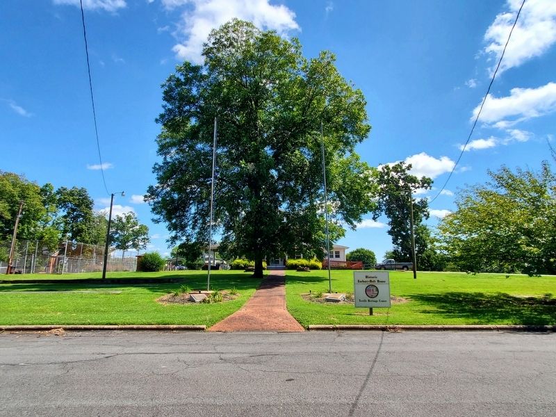 Textile Heritage Center looking from Church Street. Marker is in front of the left flagpole image. Click for full size.