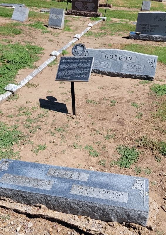 Mita Holsapple Hall and husband Hugh E. Hall Gravestone with Marker image. Click for full size.