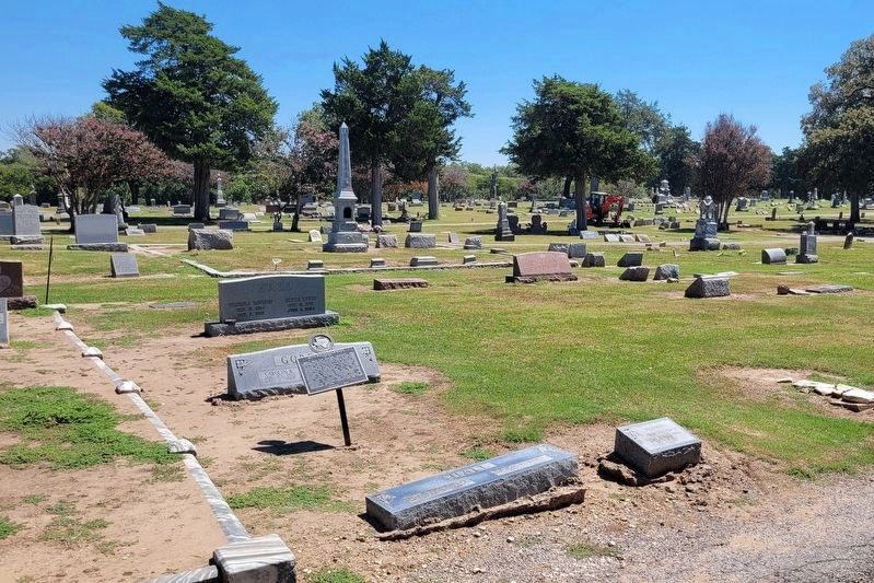 The view of the Mita Holsapple Hall Marker in the cemetery image. Click for full size.
