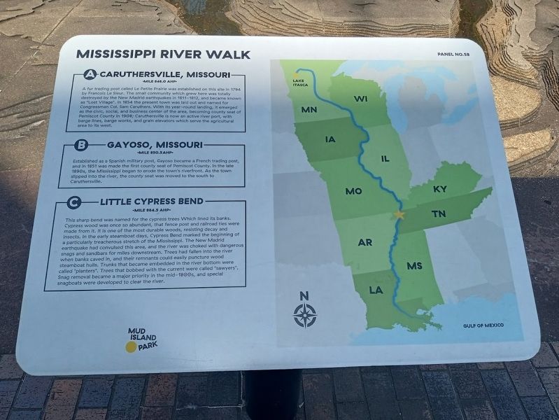 Caruthersville, Missouri/Gayoso, Missouri/Little Cypress Bend Marker. Click for full size. Caruthersville, Missouri/Gayoso, Missouri/Little Cypress Bend Marker image. Click for full size.