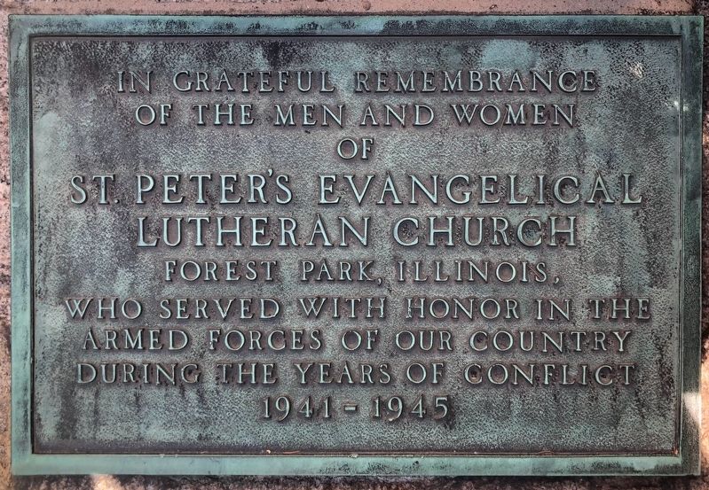 St. Peter's Evangelical Lutheran Church World War II Memorial Marker image. Click for full size.