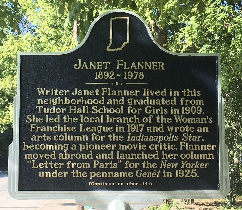 Janet Flanner Marker, Side One. Click for full size. Janet Flanner Marker, Side One image. Click for full size.
