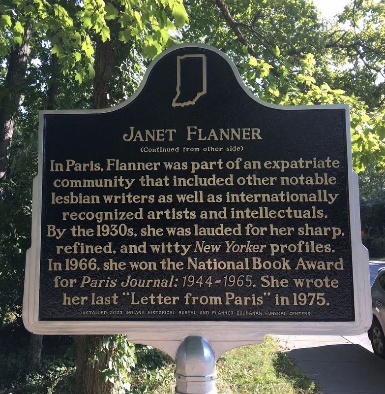 Janet Flanner Marker, Side Two. Click for full size. Janet Flanner Marker, Side Two image. Click for full size.