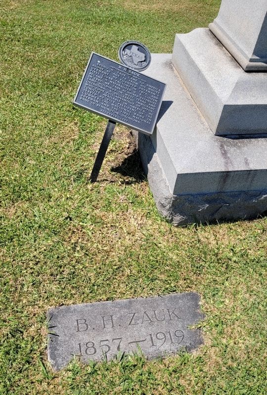 B.H. Zauk Gravestone and Marker image. Click for full size.