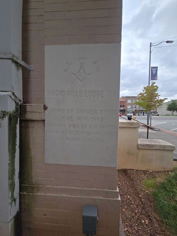 Davie County Courthouse cornerstone (left side) image. Click for full size.