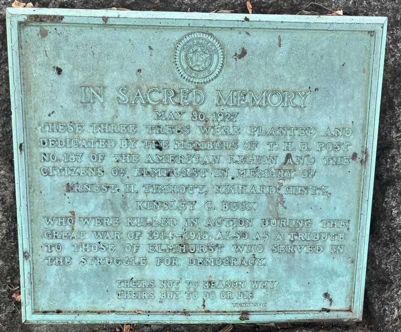 World War I Memorial Marker, Side One image. Click for full size.