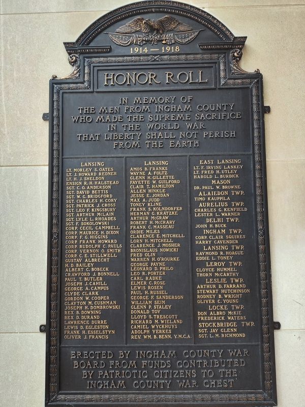 Honor Roll 1914-1918 Marker image. Click for full size.