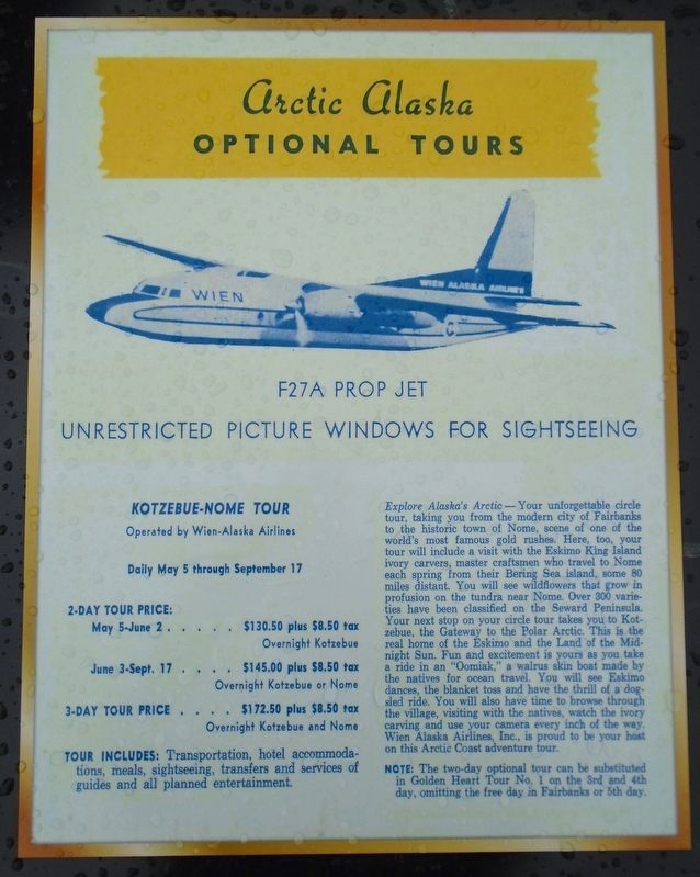 Wien Alaska Airlines Tour Advertisement. Click for full size. Wien Alaska Airlines Tour Advertisement image. Click for full size.