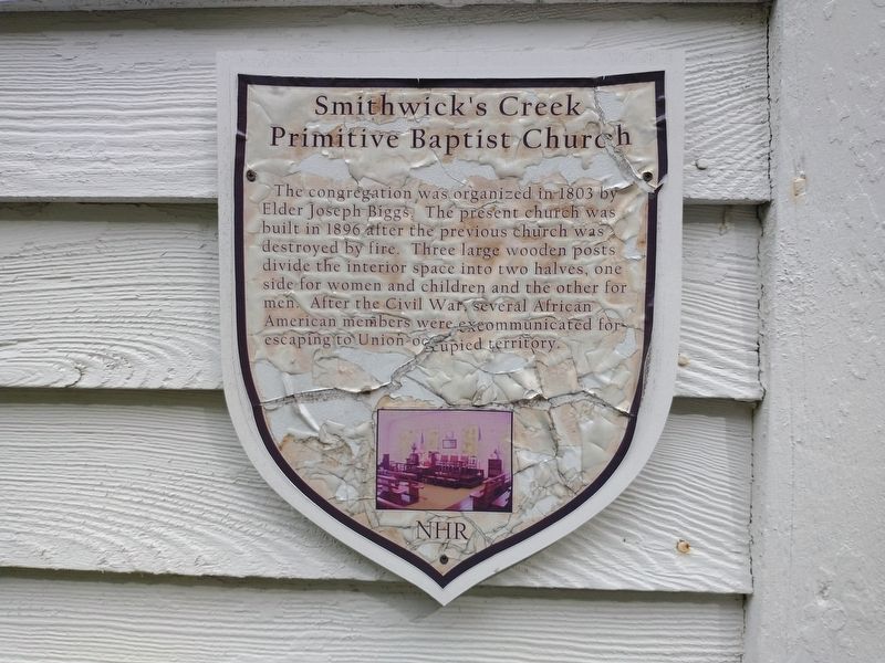 Smithwick Creek Primitive Baptist Church Marker image. Click for full size.