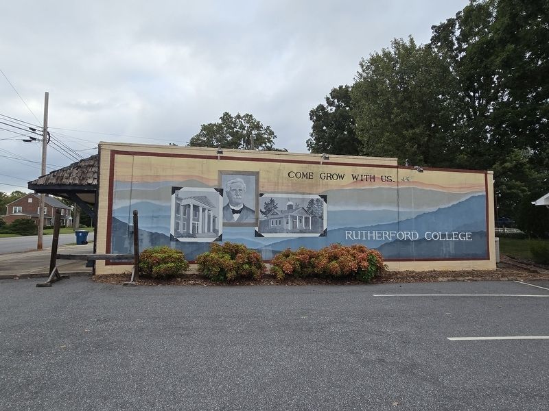 Rutherford College mural on the south side of the former Town Hall image. Click for full size.