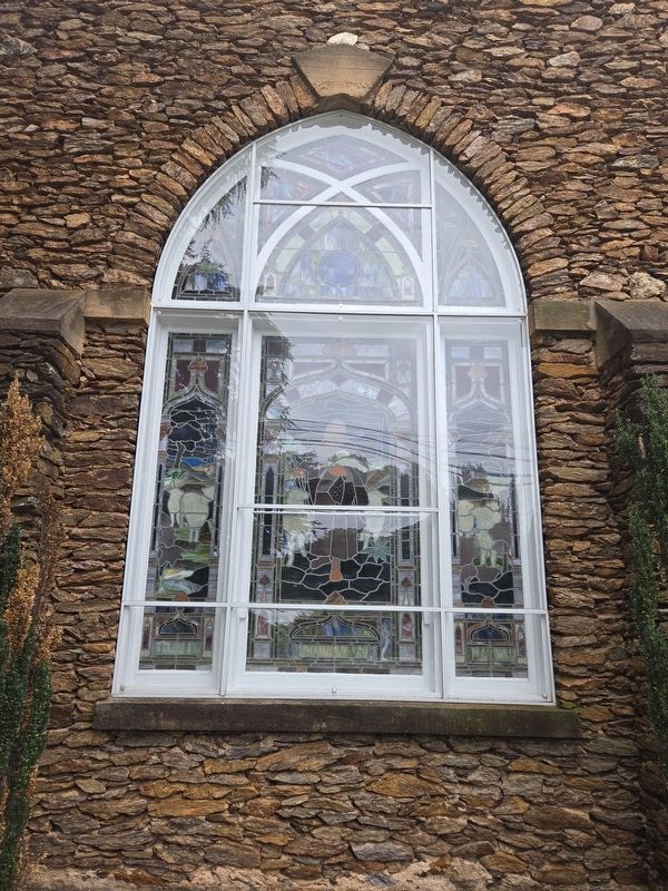 Stained glass window facing west towards Malcolm Blvd image. Click for full size.
