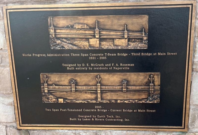 Third and Fourth Main Street Bridges over the West Branch of the DuPage River Marker image. Click for full size.