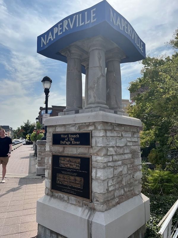 Third and Fourth Main Street Bridges over the West Branch of the DuPage River Marker image. Click for full size.