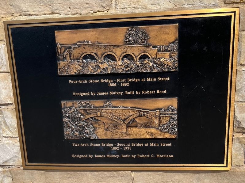 First and Second Main Street Bridges over the West Branch of the DuPage River Marker. Click for full size. First and Second Main Street Bridges over the West Branch of the DuPage River Marker image. Click for full size.
