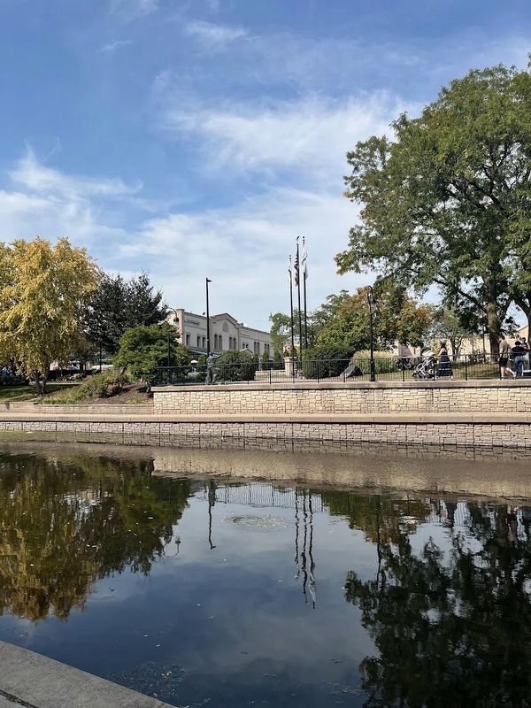 A view of the Naperville Veterans Memorial from across the river. Click for full size. A view of the Naperville Veterans Memorial from across the river image. Click for full size.