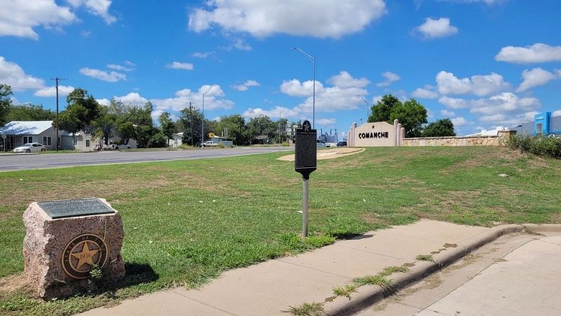 The view of the J.C. Dingwall Overpass Marker along the highway before the overpass image. Click for full size.