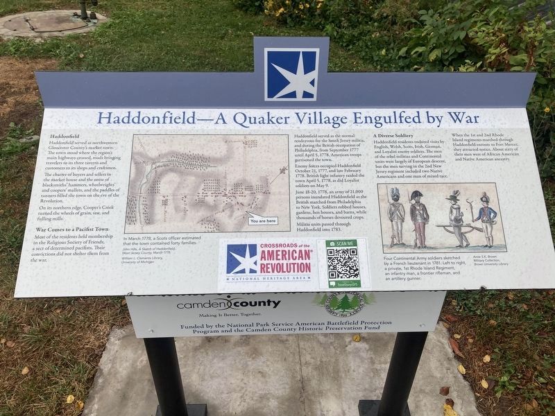 Haddonfield - A Quaker Village Engulfed by War Marker image. Click for full size.